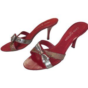 Louis Vuitton Takashi Murakami Monogram Cherry Blossom Logo Heel Sandals Shoes